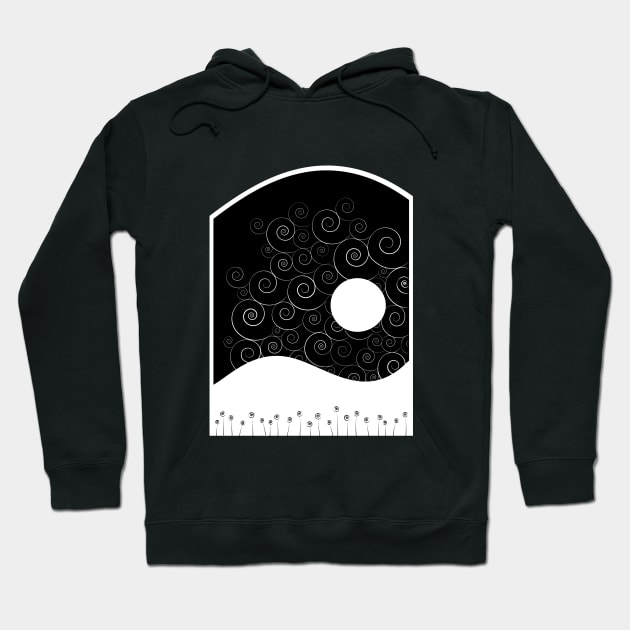 Winter Full Moon Landscape Hoodie by NeddyBetty